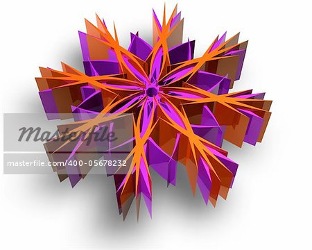 Color snow flake render on white background