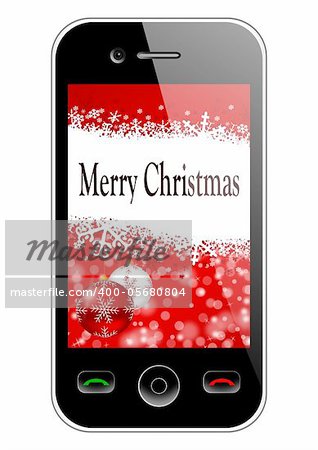 mobile phone with christmas background