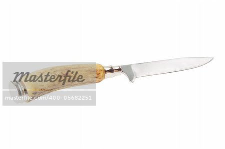 Vintage hunting knife with a bone handle. Isolated on white.