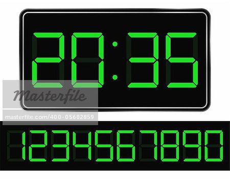 Vector Green Digital Clock