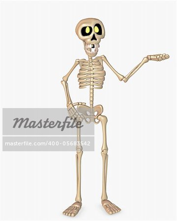3d render of a toon skeleton