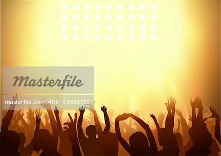 Crowd dancing on a party - background illustration, Vector