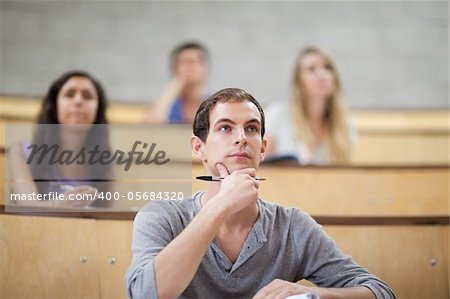 Students listening during a lecture in an amphitheater