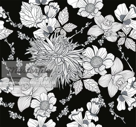 Seamless pattern with flowers. Floral background.