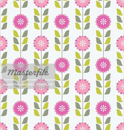 Seamless pink spring or summer flowers pattern