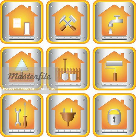 the set icons with tools for house