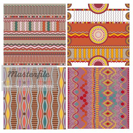 abstract vector set of seamless ethnic background