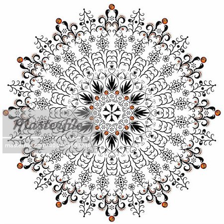 Decorative round frame with orange berries on white  background (vector)