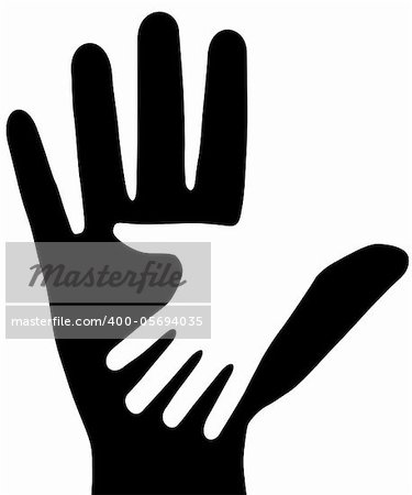 On white background, are drawn two hands. The Vector.