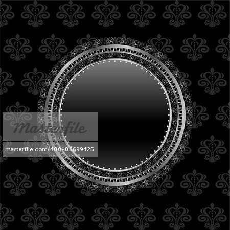 Illustration heraldic circle shield on floral background - vector