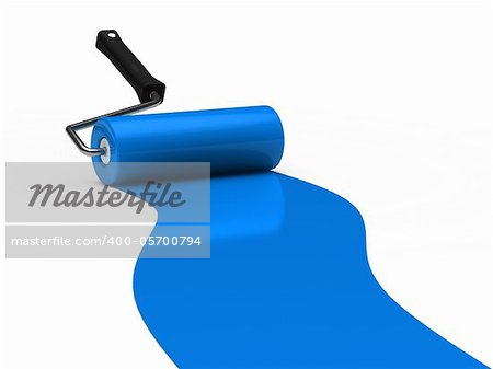 3d paint rollerblue color ground white