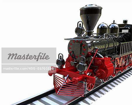 3d render of  ancient train on a white background