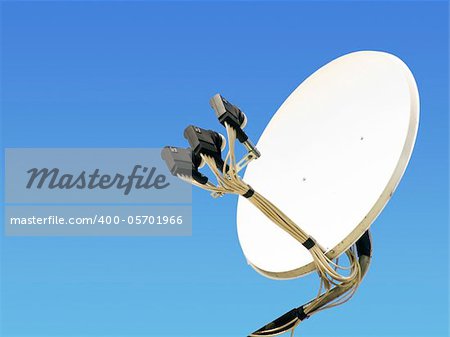 small satellite antenna on the blue sky background