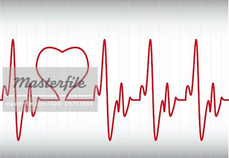 vector illustration of a heart on a cardiogram