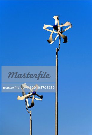 Small wind turbines in business park Papendorp, Utrecht, the Netherlands