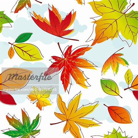 Abstract colorful autumn leaves seamless pattern