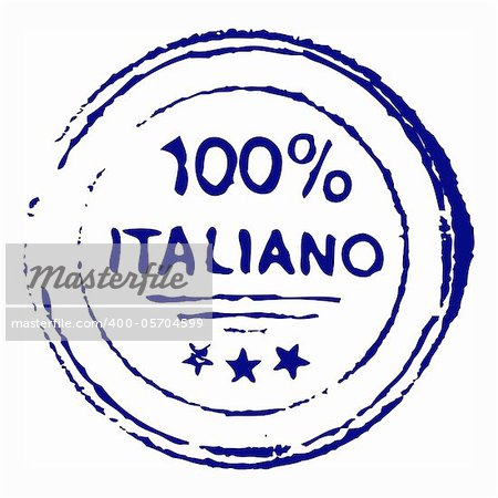 Illustration of hundred percent italiano grungy ink stamp - vector