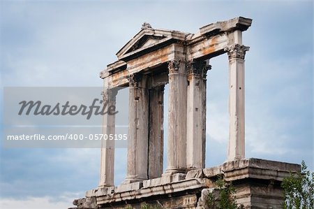 Greece, Athens. Arch of Hadrian with blue sky on background.