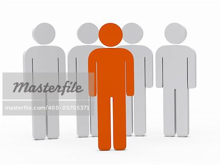 3d man leadership orange stand in series