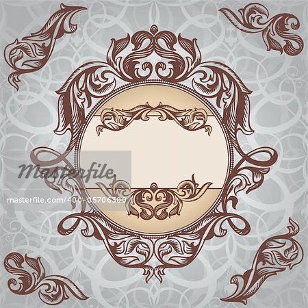 abstract retro vintage floral frame vector illustration