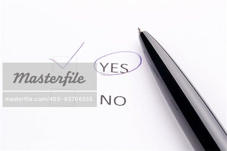 Pen on checklist: "YES" and "NO"