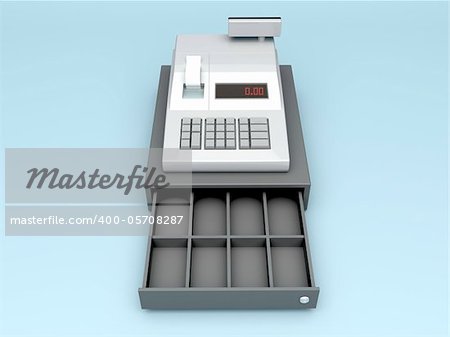 3d illustration of cash register without money