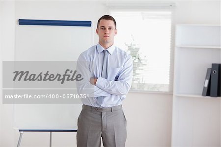 Confident businessman ready to give a presentation