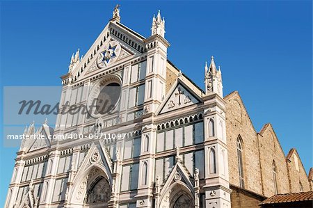 Franciscan Basilica of Santa Croce in Florence. Detail of the facade