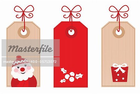 Cute stylized Retro Christmas sale labels. Vector Illustration.