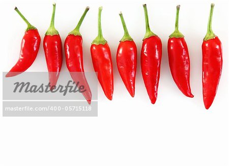Red hot pepper over white background with copyspace