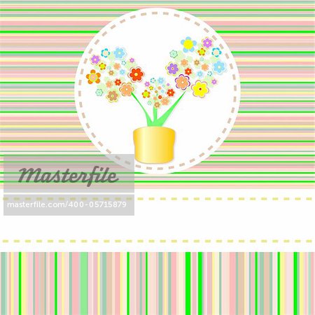 vector beautyful summer flower in pot with copyspace