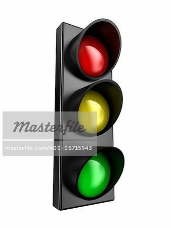 Illustration of a traffic light with three colours