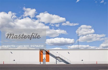 Warehouse with modern architecture on a sunny day