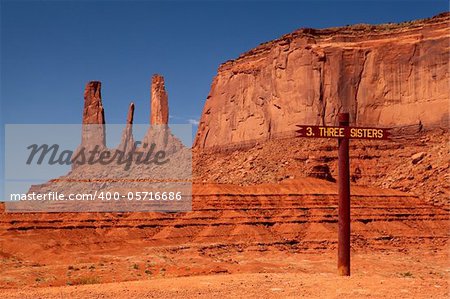 Peaks of rock formations in the Navajo Park of Monument Valley Utah