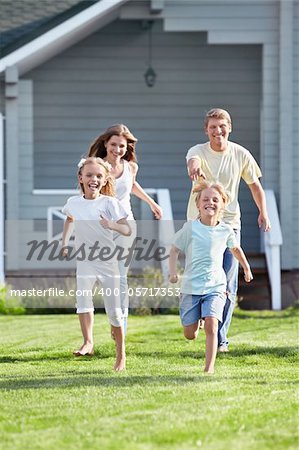 Running a family on the lawn