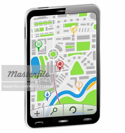 GPS Navigator in Smartphone, vector illustration
