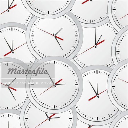 Vector seamless background with gray wall clocks