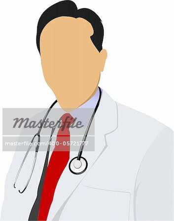 Medical doctor with stethoscope on white  background. Vector illustration