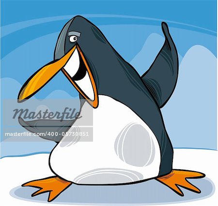 cartoon illustration of funny happy emperor penguin