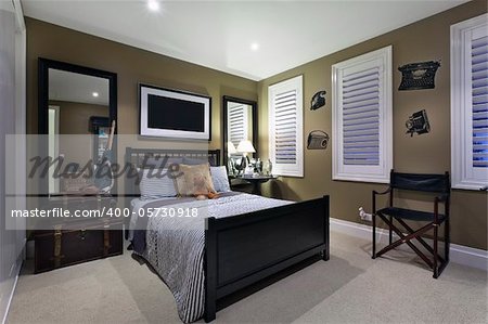 Stylish bedroom with elegant fittings