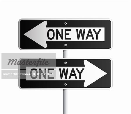 Two Isolated One Way black and white rectangular board, both sides