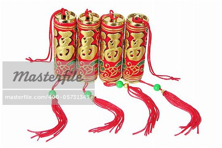 Chinese New Year Firecrackers on White Background