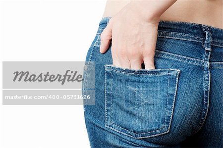 Shot of young womans behind in worn out jeans