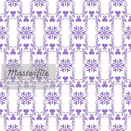 Background of seamless floral and heart pattern