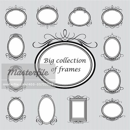 Big collection of of vintage frames. Vector template.