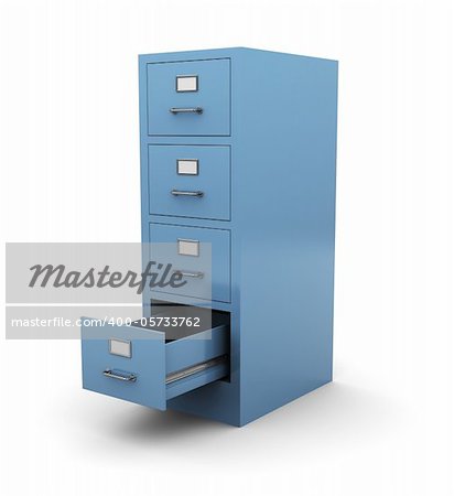 3d illustration of opened drawer over white background