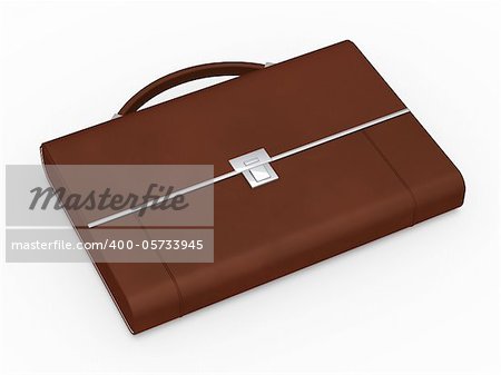 3d business bag briefcase brown and chrome