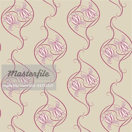 Seamless floral pattern. Beige flowers on a olive background