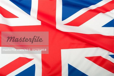 Closeup of Glossy Flag of Great Britain - UK Flag Drapery