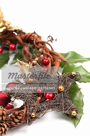 Christmas decoration isolated on white background. Shallow dof